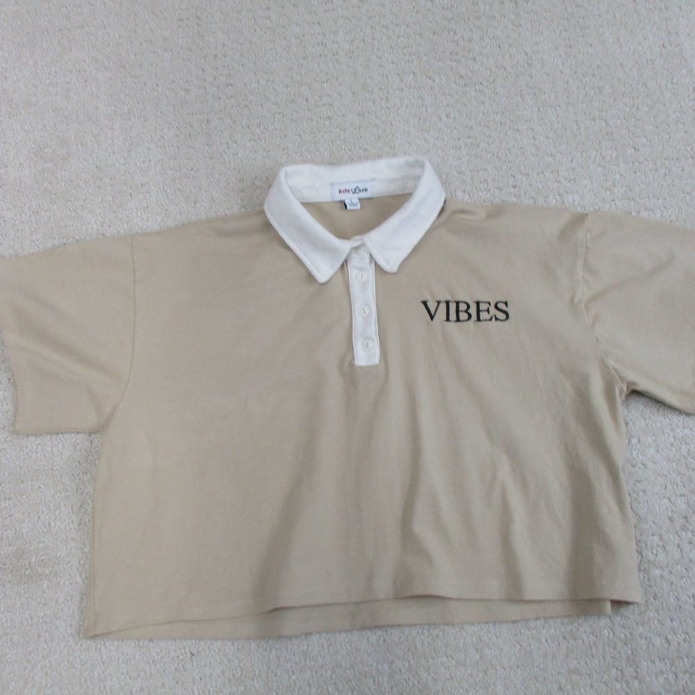 Ruby & Lace Crop Top Womens Large Beige White Tee Crop Top Vibes